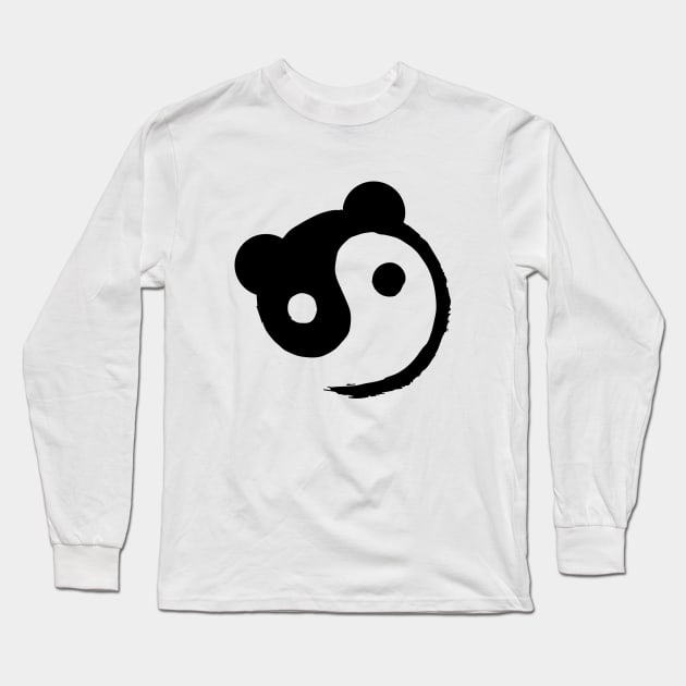 Yin Yang Panda Bambu Brand Black and White Long Sleeve T-Shirt by Bambu